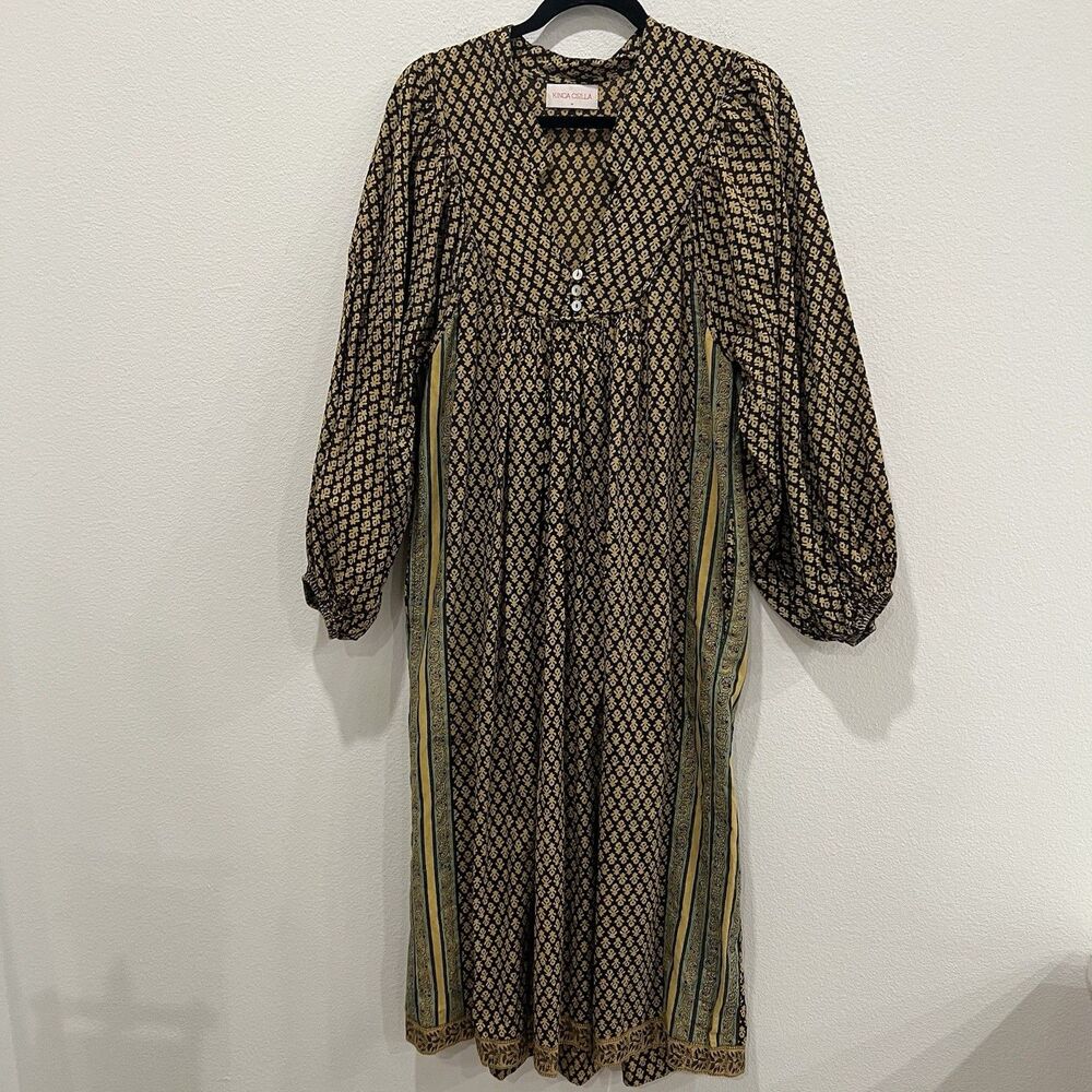 Kinga Csilla Block Print Marrakesh Maxi Dress Medium Bohemian Resort Wear Party